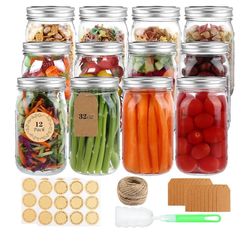Wide Mouth Mason Jars 32 oz, 12 Pack