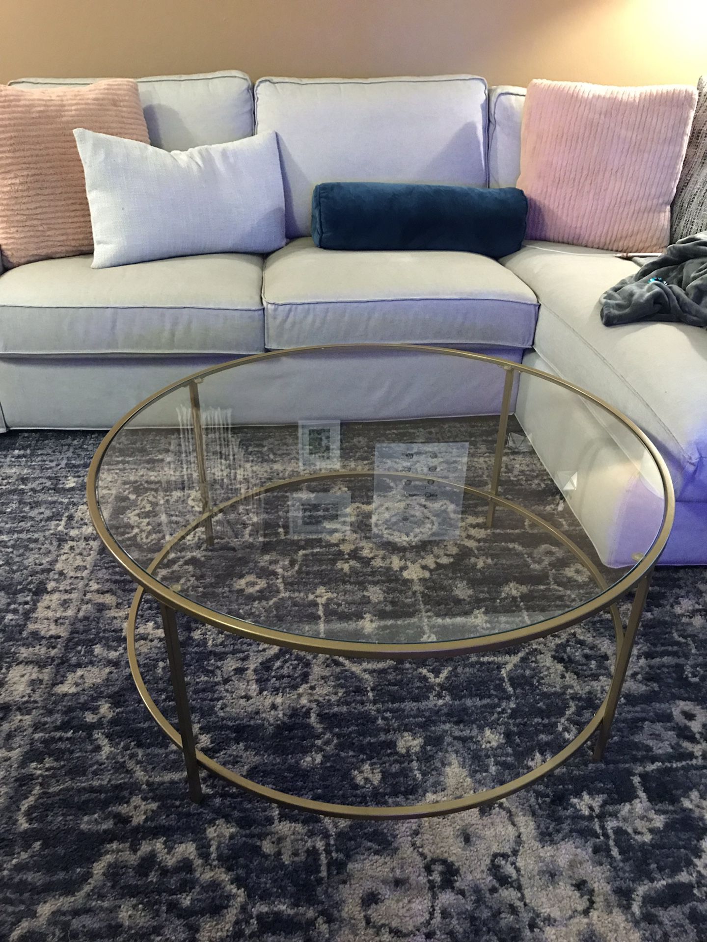 Mid-Century Modern Glass/Gold Finish Coffee Table