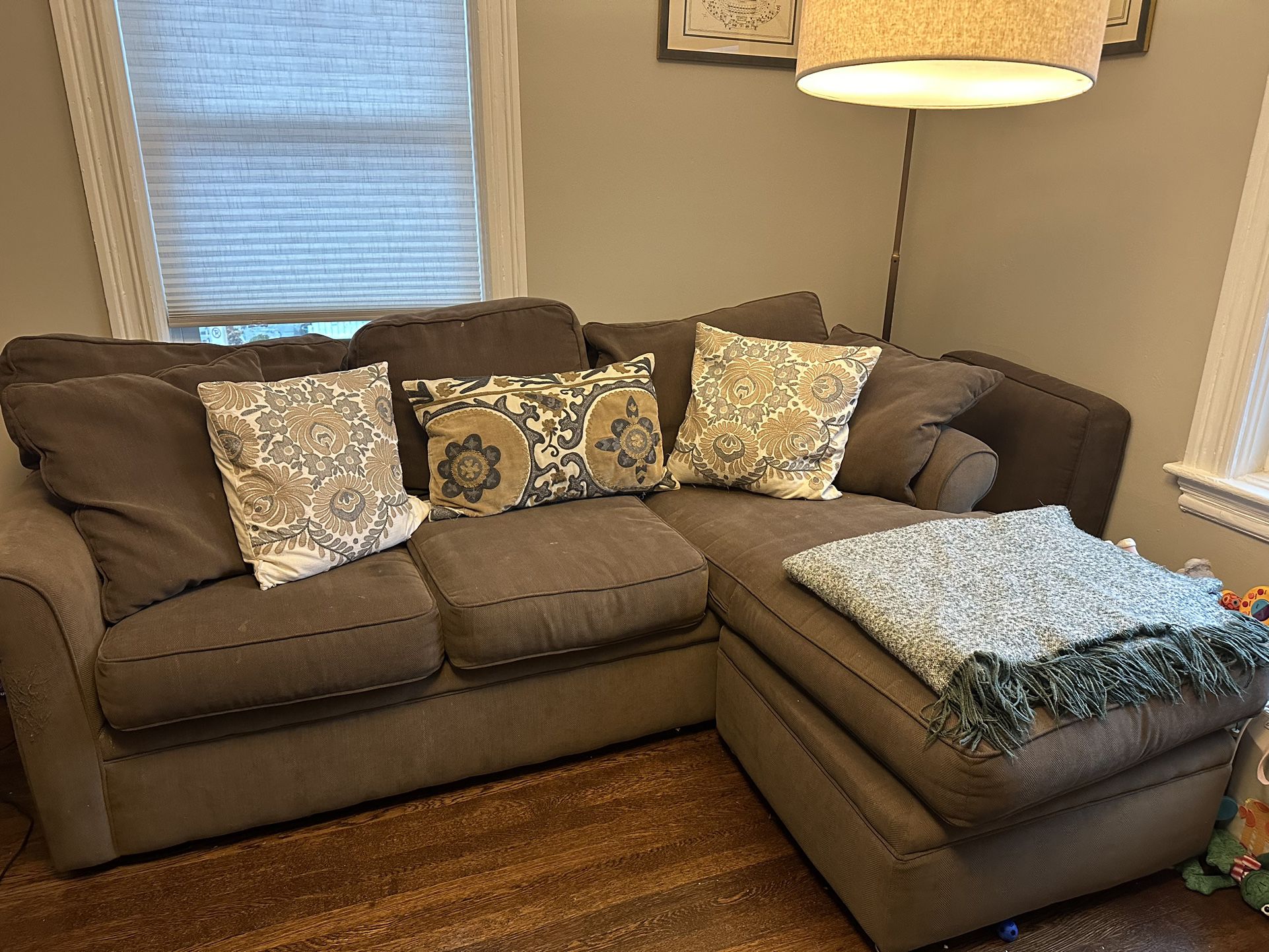 Brown Boston Interiors Couch With Ottoman