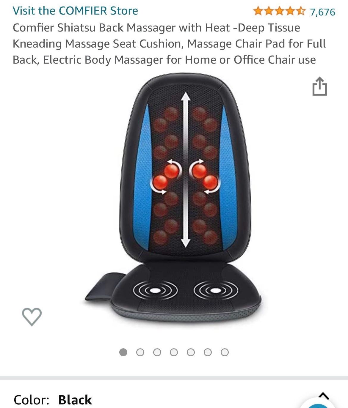 NEW Shiatsu Back Massager with Heat -Deep Tissue Kneading Massage Seat Cushion