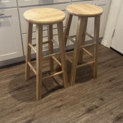 2 Classic Wood Bar/Counter Stools 