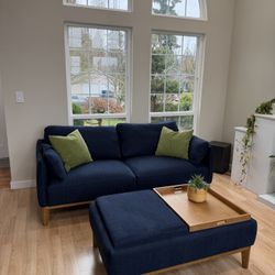 Macys Jollene 78” Fabric Sofa Couch  + Storage Ottoman