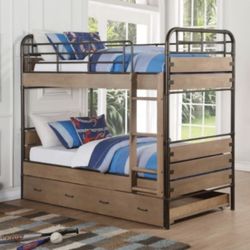 Twin/Twin Bunk Bed & Trundle MATTRESS IS NOT INCLUDED 