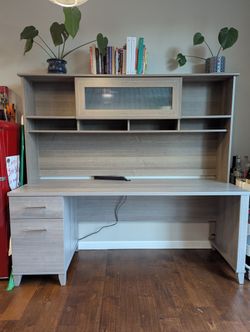 Light Grey Desk Or Coffee Hutch