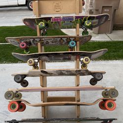 Longboard skateboard rack with boards