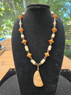 Smokey Quartz and Bone necklace