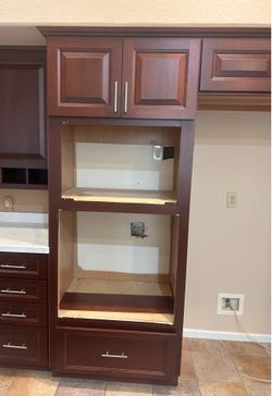 Cabinet box for wall oven microwave