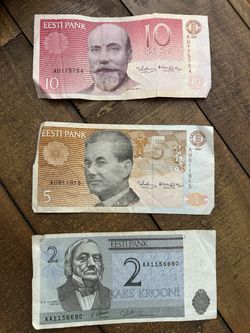 Estonian, Japanese And Canadian Bank Notes.