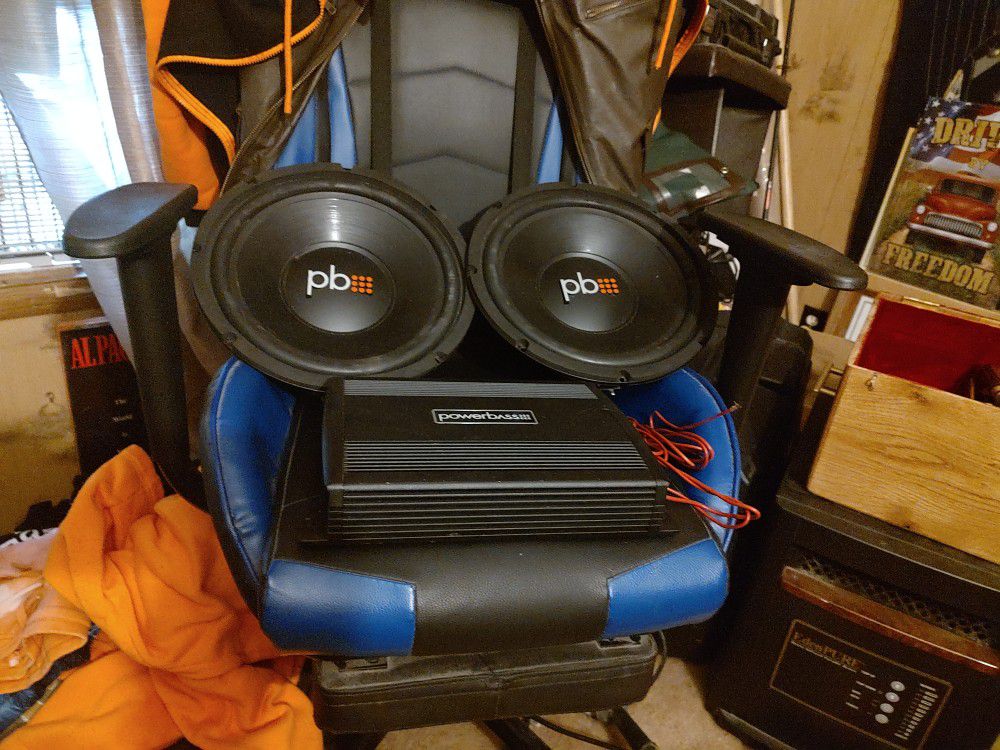 Complete Matching Set Of 3000 Wt Amp And Two 12 Inch Subs