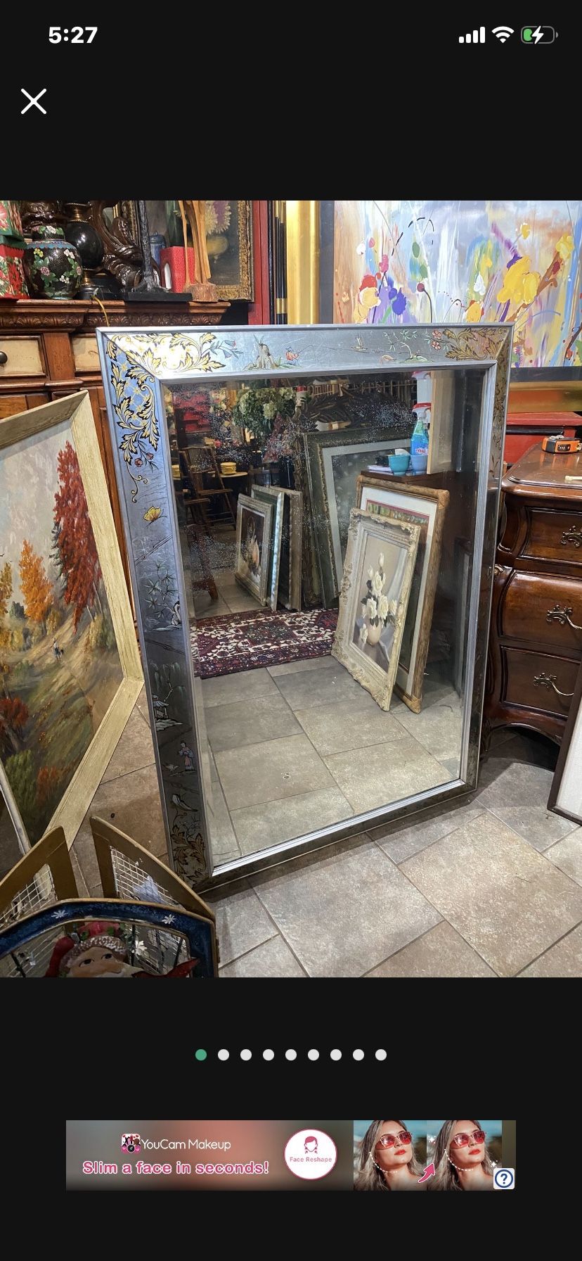 Antique Solid, Silver Wood Mirror 59 By 35 