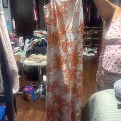 Orange Floral Dress And Jacket