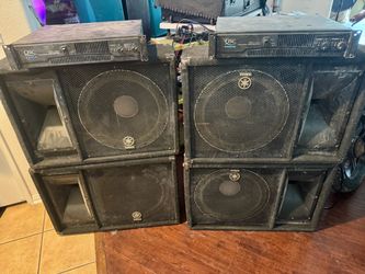 4x $125 Yamaha SM15V and 2x $250 QSC RMX 1450 speakers and amp amplifier dj stage PA club party studio