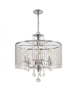 Crystal Chandelier 6-Light with Polished Chrome Finish and Crystal Dangles