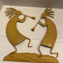 Kokopelli dancer Southwest metal decor wall hanging . Hooks on back. Lightweight. Indoor/ outdoor.