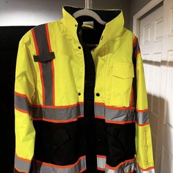 Reversible Hi-Vis Safety Jacket - Black & Orange & Yellow Reflective
