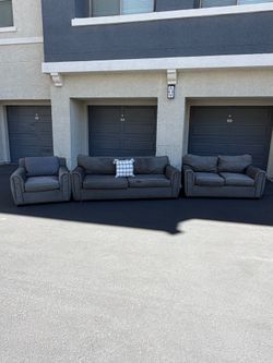 Gray Couch, Loveseat, & Chair Set