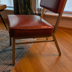 red mid century metal chair