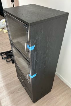Arhaus Factory Frame Cabinet | Glass Doors + Drawers | Industrial Storage