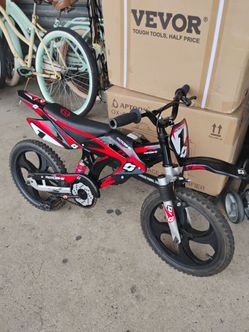 Hyper 16" Moto Bike for children in black and red ready to ride .