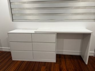 White Dresser with Attached Desk