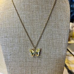 Light Yellow Butterfly Necklace 