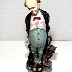 Vintage 1982 Arnart Imports Inc. / Pucci Hobo Clown with Umbrella & Victorian Bowler Hat Porcelain Figurine