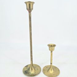 Two Vintage Brass Candlesticks - Candle Holders