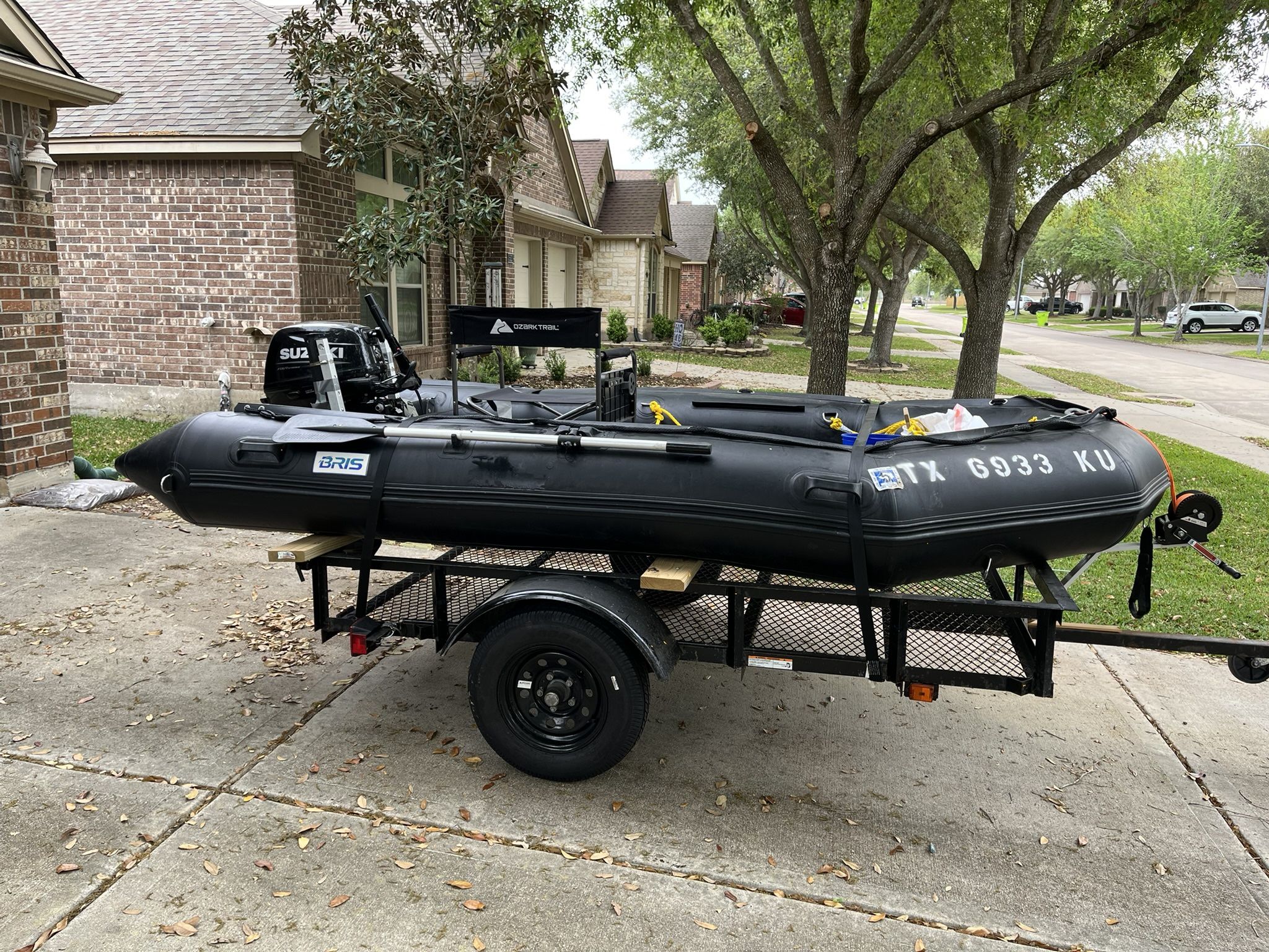 Inflatable Fishing And Float Boat With 15 Hp Motor & Trailer