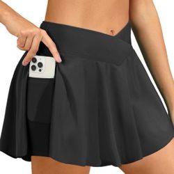 Tempt Me Women Swim Skirt - High Waisted Bathing Suit Skirt Crossover Bikini Skirt Bottoms With Pockets 2025 Black XXL