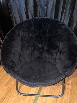 Black Faux Fur Saucer Chair