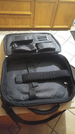 Premium Nylon Leather Laptop Computer Case bags with lots of storage compartments, pockets, zipper, shoulder strap, handle, high quality