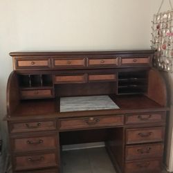 Office Desk - All Wood With Marble Writing Top 