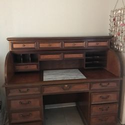 Roll Top Desk - Teak & Marble - $400