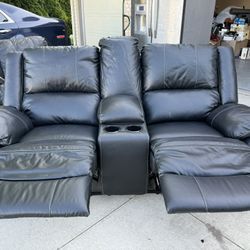 Faux Leather Reclining Sofa