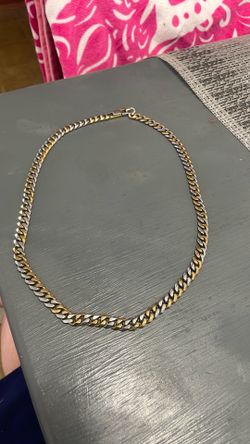 Cuban style silver and gold tone Necklace Chain