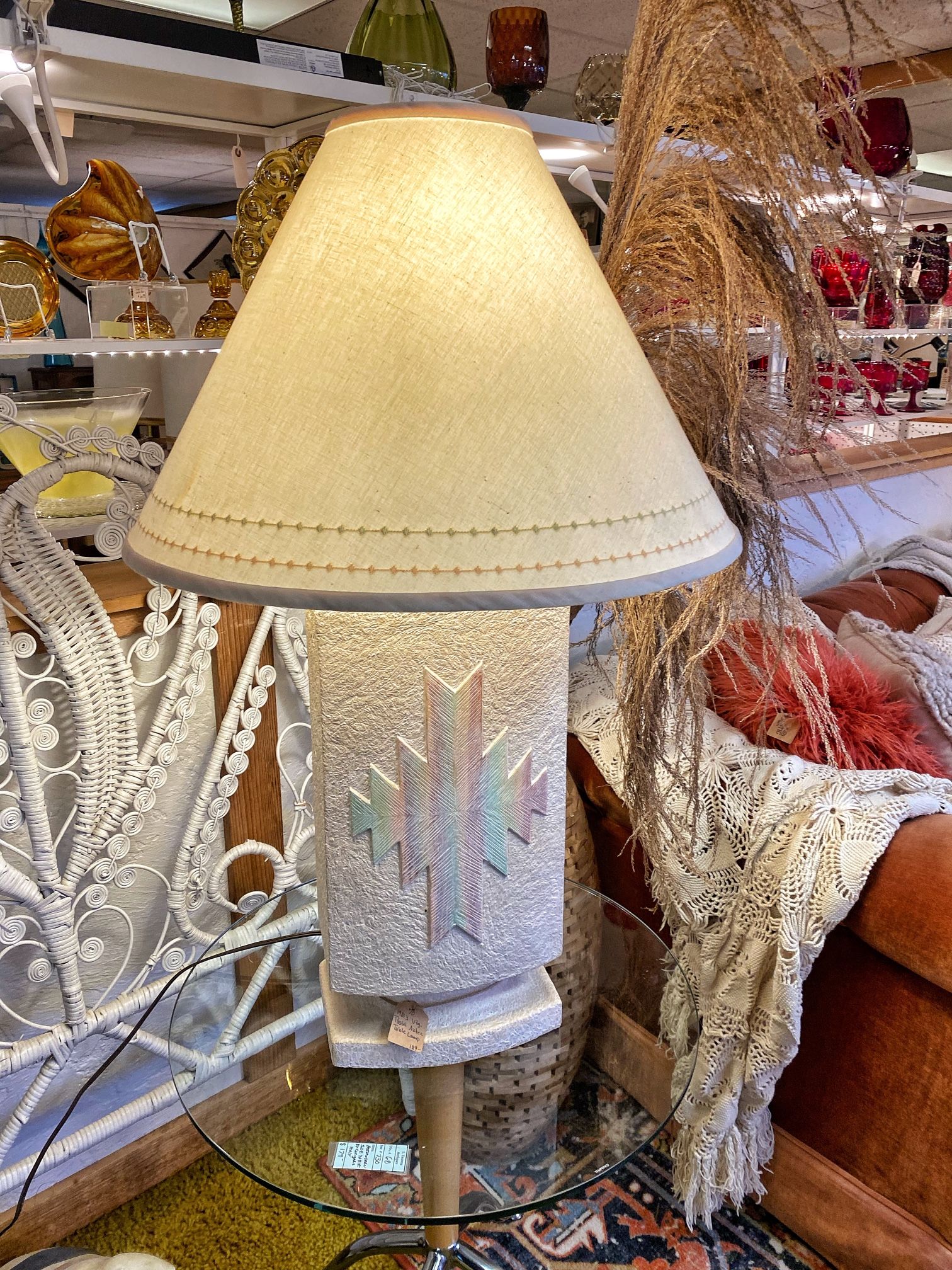 Vintage 1980’s Pastel Aztec Table Lamp