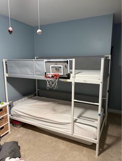 IKEA VITVAL Bunk bed frame, white/light gray, Twin