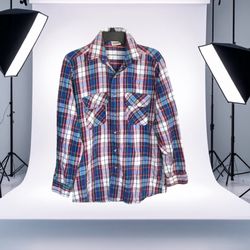 Five Brother White, Black, Red, Blue, Green Plaid Flannel Button Shirt Men Medium