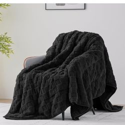Sherpa Fleece Weighted Blanket Full Size(15lbs, 48" x 72", Black