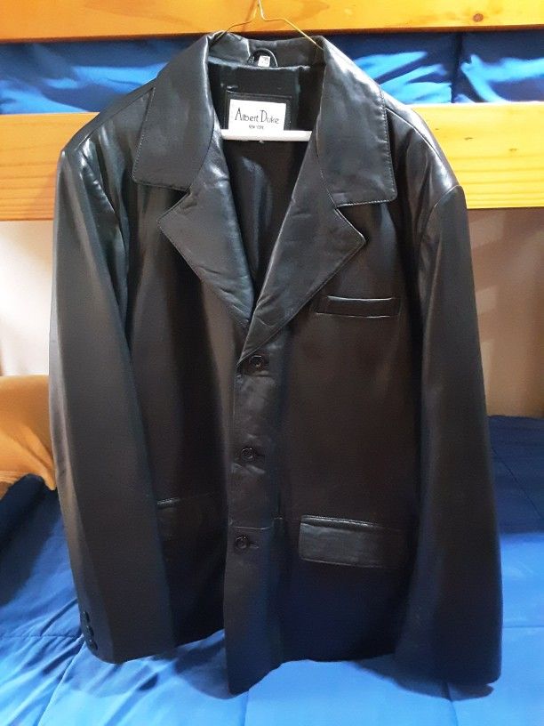 Mens Black Leather Blazer Jacket