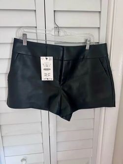 Zara black vegan leather shorts size L