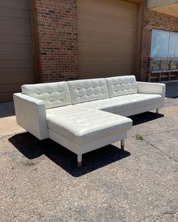 White/Cream Leather Sectional