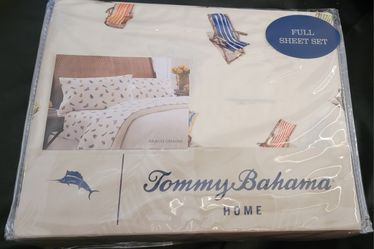 Tommy Bahama Beach Chairs Cotton Percale 4 Piece Sheet Set,Full