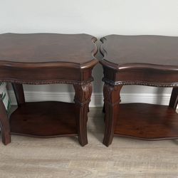 2 Solid Wood Brown End Tables - Excellent Condition 