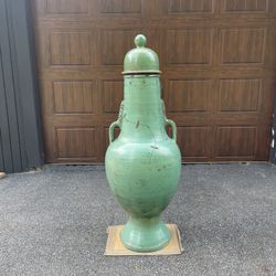 Vintage Moroccan distressed ceramic urn/vase 53in tall