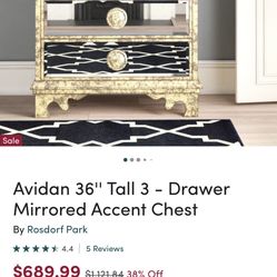 Mirrored chest / End Table - New In Box 