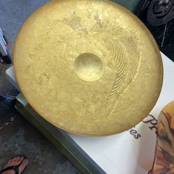 Italy Huge Leaf Gold Round Display Bowl
