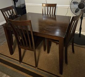 Dark Wood Dining Table with 4 Chairs
