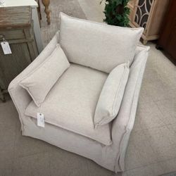 Brand New Sixpenny Slipcover armchair Dupe w Down Filled cushions upholstered performance fabric