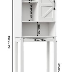 ‼️NEW ON BOX ‼️White Over The Toilet Storage Cabinet, Bathroom Organizer with Adjustable Shelves and Anti-Tip Device, Space-Saving Storage Solution, W
